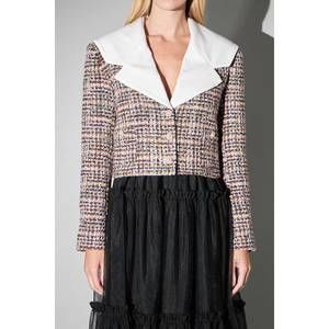 NEW ENGLISH FACTORY tweed cropped blazer in multi